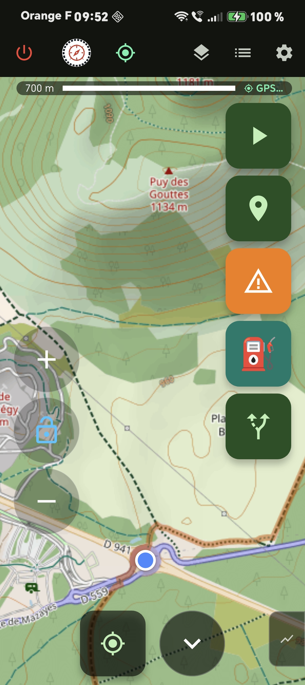 CairnNav — gros boutons, utilisation avec des gants